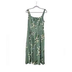 House of Harlow 1960 x REVOLVE "Sabrina" Midi Dress green floral size M cottage